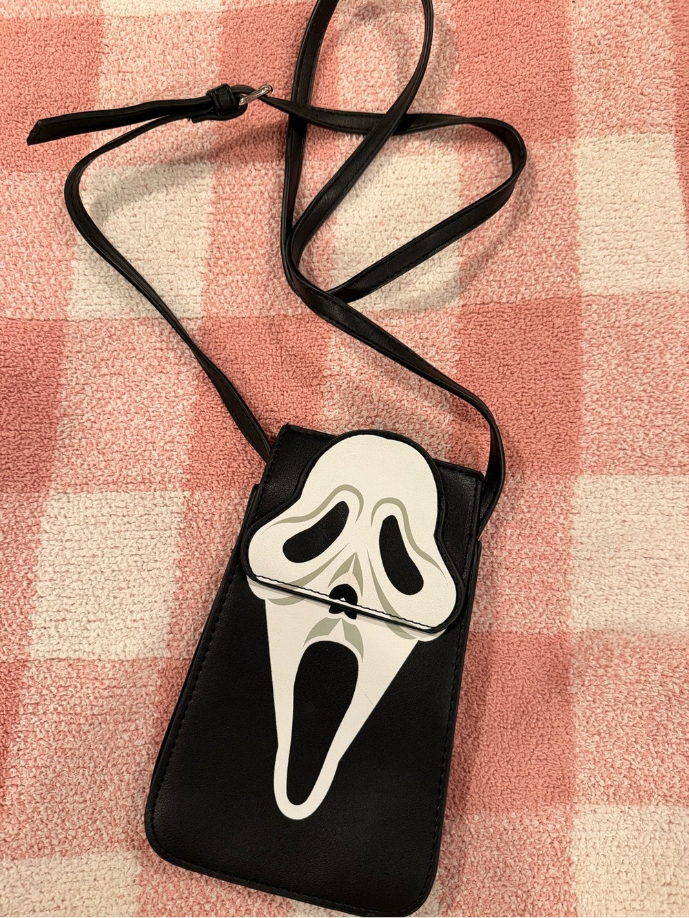 Ghost face Black Crossbody Phone Bag with Scream Mask Design